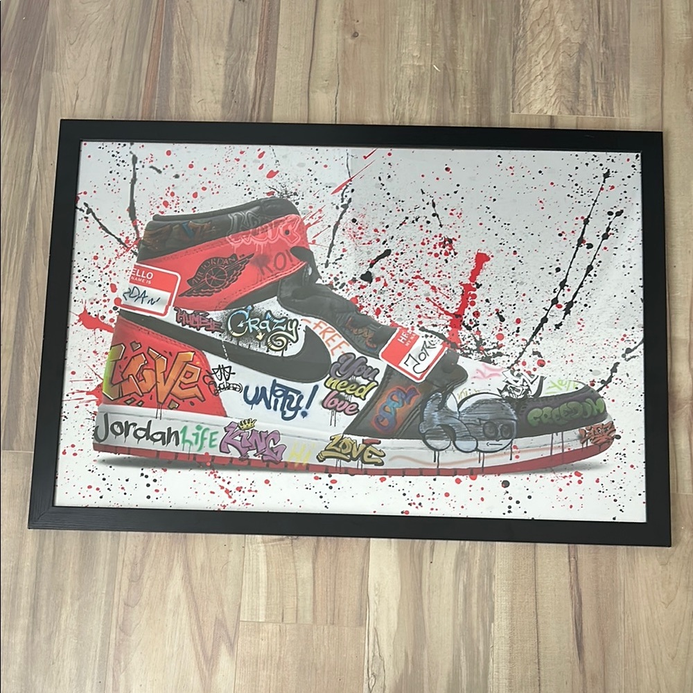Graffiti Sneaker Art Print - Red, Black, White